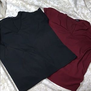 2 Short sleeve ribbed v neck bundle